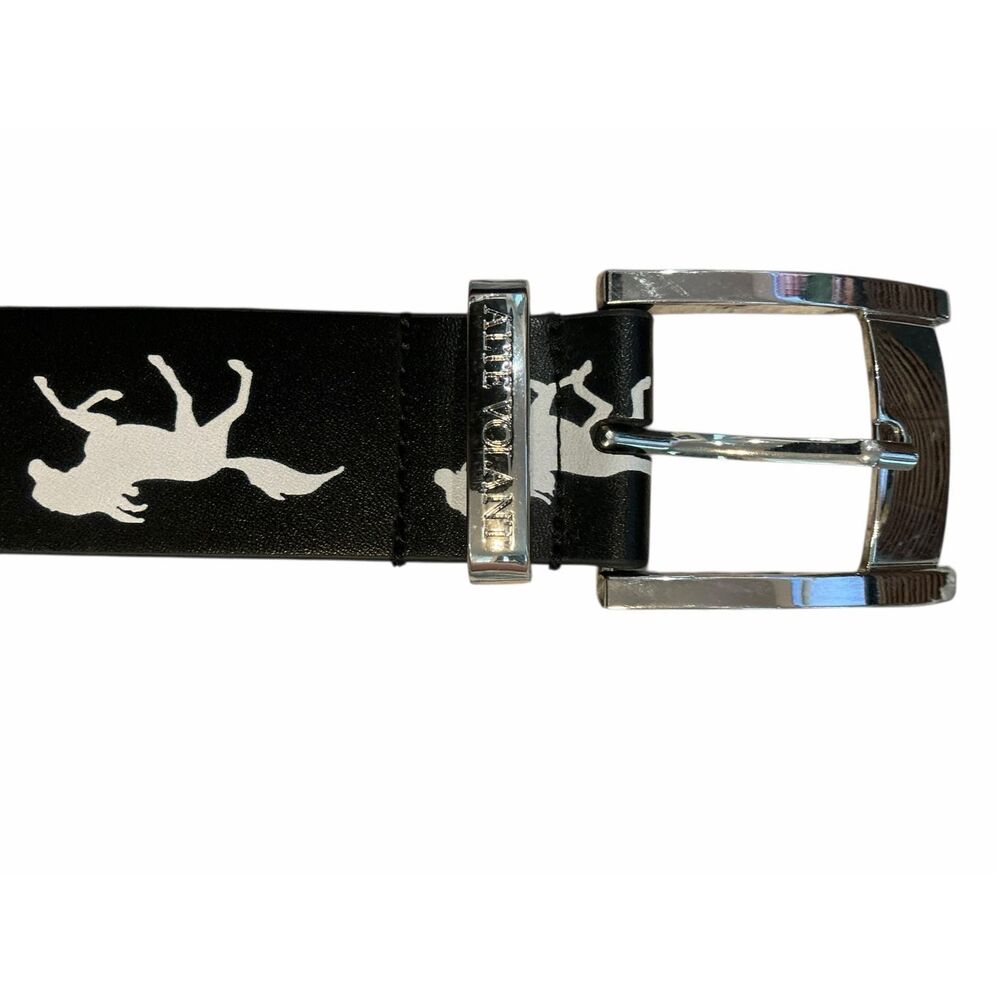 Alte Volant Black Running Horse Belt Equestrian Rodeo Cowboy Silver Buckle 43